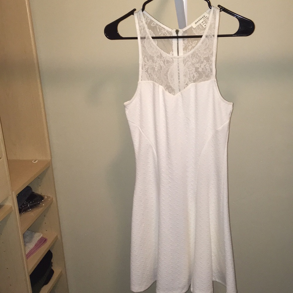 White dress with lace neck